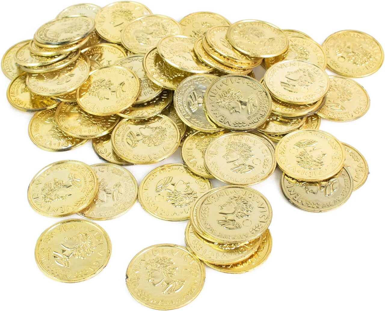 Big Mo's Toys Gold Coins- Fake Shiny Golden Plastic Play Coin Tokens Party Props Supplies - Bulk Pack of 288